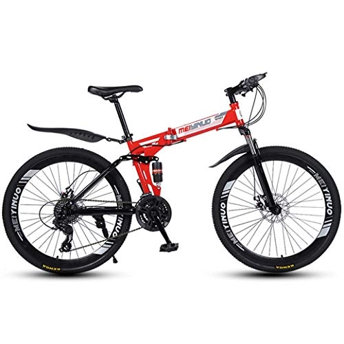 Bicicletas de montaña plegables : ZTYD 26in 24 de Velocidad de Bicicletas de montaña de Edad, Estructura de suspensión de Aluminio Ligero Completo, Suspensión Tenedor, Freno de Disco, R 2