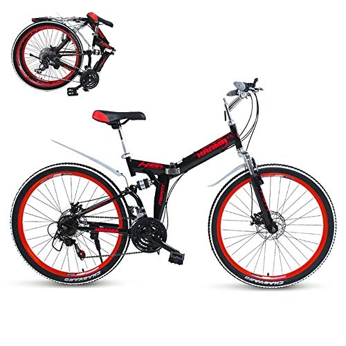 Bicicletas de montaña plegables : ZXCTTBD Adulto Bicicleta Plegable, 21 Velocidades Suspensin Completa Premium Shimano, Folding Bike con Doble Freno de Disco, First Class Urbana Bicic Plegable, 24 / 26 Pulgadas
