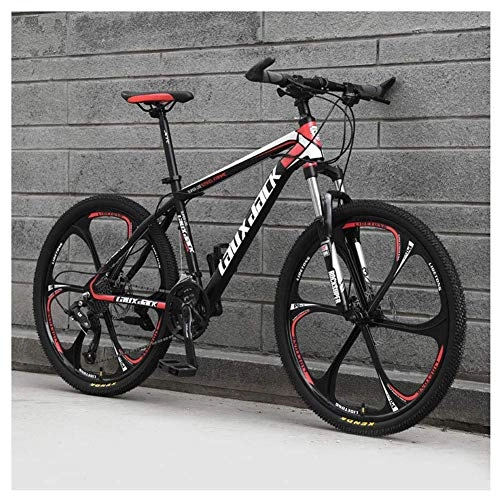 Bicicletas de montaña : 21 Speed Mountain Bike 26 Inches 6Spoke Wheel Front Suspension Dual Disc Brake MTB Bicycle Red