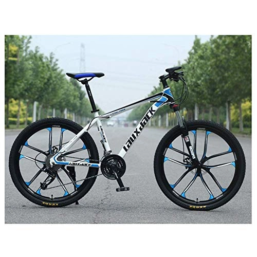 Bicicletas de montaña : 26" Mountain Bike HighCarbon Steel Front Suspension All Terrain 21Speed Mountain Bike with Dual Disc Brakes Blue