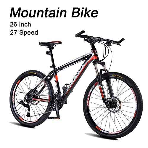 Bicicletas de montaña : 27 Velocidad de montaña for el trial cuadro de la bicicleta de aluminio ligero de aleación mecánica de doble freno de disco de asiento ajustable rayo rueda delantera bloqueable Tenedor Masculino Y Fem