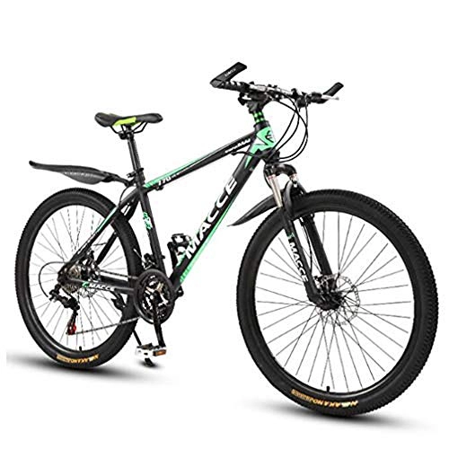 Bicicletas de montaña : B-D 26 Pulgadas Bicicleta De Montaña Frenos De Doble Disco 21 Velocidades Bicicleta para Hombre Suspensión Delantera MTB, Verde