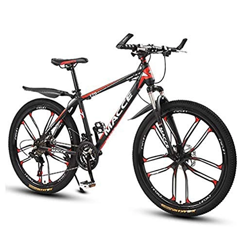 Bicicletas de montaña : B-D Bicicleta De Montaña para Hombre 26 Pulgadas, Bicicleta De Montaña De 21 Velocidades Bicicleta para Adultos Frenos De Doble Disco Acero De Alto Carbono Outroad Bicycle, Rojo