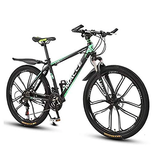 Bicicletas de montaña : B-D Bicicleta De Montaña para Hombre 26 Pulgadas, Bicicleta De Montaña De 21 Velocidades Bicicleta para Adultos Frenos De Doble Disco Acero De Alto Carbono Outroad Bicycle, Verde