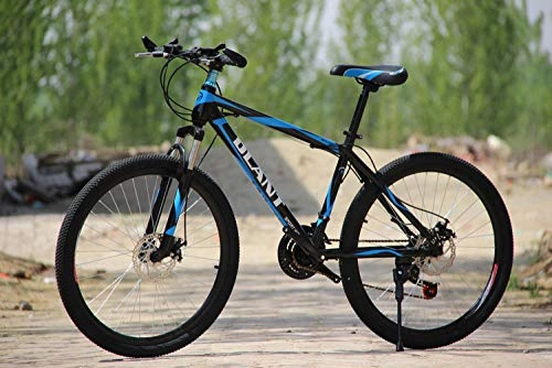 Bicicletas de montaña : backpacke Bicicleta de montaña Amortiguador Bicicleta Doble Freno de Disco Cambio de Velocidad Bicicleta de Estudiante-Frenos de Disco Negros y Azules_26 Pulgadas x 17 Pulgadas