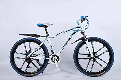 Bicicletas de montaña : Baozge 26 en Mountain Bike de 24 velocidades para adultos ligeros de aleacin de aluminio Full Frame rueda suspensin delantera hombres bicicleta freno de disco azul 1-azul 5