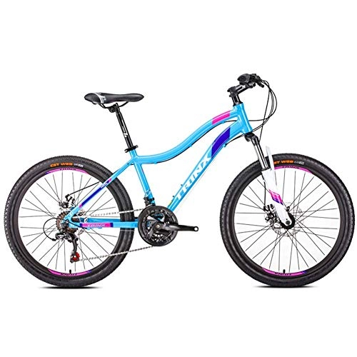 Bicicletas de montaña : BCX Bicicletas de montaña para mujer, bicicleta de montaña de 21 velocidades con doble disco de freno, bicicleta de montaña rígida de suspensión delantera, bicicleta para adultos, 24 pulgadas, blanco