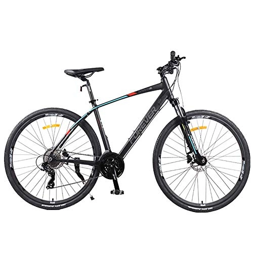 Bicicletas de montaña : BCX Bicicletas de montaña para mujer, bicicleta de montaña de 27 pulgadas y 27 velocidades, bicicleta de montaña rígida de doble disco con marco de aluminio, asiento ajustable, gris, Gris