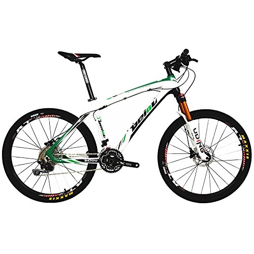 Bicicletas de montaña : BEIOU Fibra de Carbono para Bicicleta de montaña Hardtail MTB Shimano M610Deore 30Velocidad Ultraligero 10, 8kg RT 26Profesional Cable Externo enrutamiento Toray T800CB005, Mujer, Verde