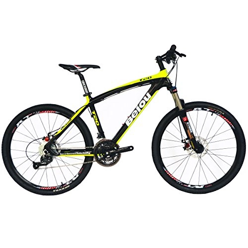 Bicicletas de montaña : BEIOU® Toray T700 Fibra de Carbono Completo para Bicicleta de montaña Bicicleta MTB 27 Velocidad Rueda de 26 Pulgadas Shimano 370 CB004, Verde