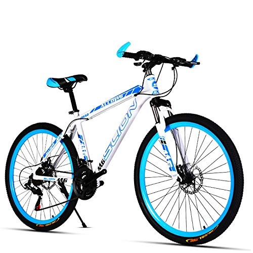Bicicletas de montaña : Bicicleta Bicicleta de montaña Cambio de Velocidad Variable Frenos de Doble Disco Llanta de aleación de Aluminio Estudiantes Hombres y Mujeres-White_Blue_27speed