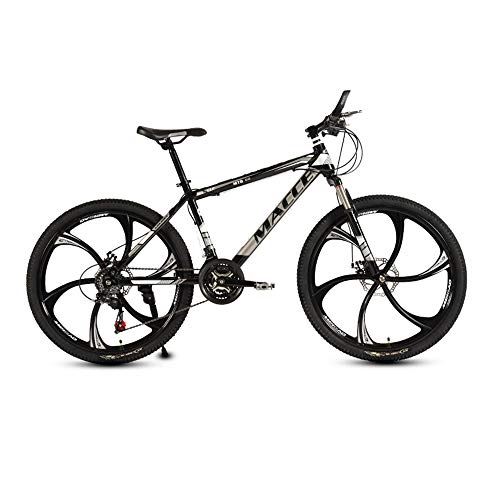 Bicicletas de montaña : Bicicleta, Bicicleta de montaña de 26", Bicicleta todoterreno con 27 velocidades, con asiento ajustable y cuadro de acero con alto contenido de carbono, para adultos, Antideslizante, Freno de disco