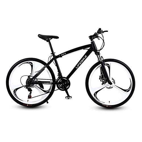 Bicicletas de montaña : Bicicleta de bicicleta de montaña para adultos, rueda de aleacin de aluminio de 26 pulgadas, sistema de transmisin 21-27, hombres y mujeres, bicicleta todoterreno, blanco@Fresca rueda de corte ne