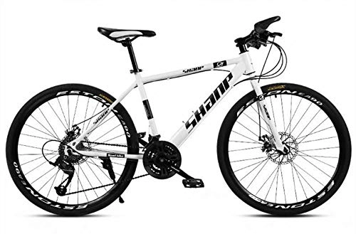 Bicicletas de montaña : Bicicleta De Montaa 24 Pulgadas, Cuadro De Aleacin De Aluminio Y Acero con Alto Contenido De Carbono Bicicleta De MTB De 30 Velocidades Bicicleta De Carretera con Rueda De Radios, Blanca