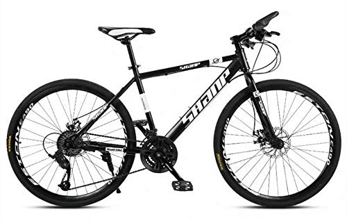 Bicicletas de montaña : Bicicleta De Montaa 26 Pulgadas, Cuadro De Aleacin De Aluminio Y Acero con Alto Contenido De Carbono Bicicleta De MTB De 27 Velocidades Bicicleta De Carretera con Rueda De Radios, Negra
