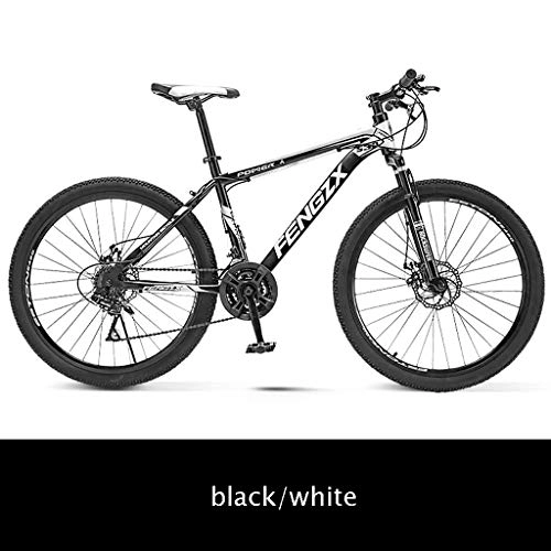 Bicicletas de montaña : Bicicleta De Montaa De 26 Pulgadas, De Acero Al Carbono De Alta Outroad Bicicletas Bicicletas 21 Velocidad De Estudiantes Adultos Al Aire Libre Montaa (Color : Black / White)