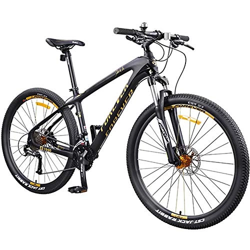 Bicicletas de montaña : Bicicleta de Montaa de Fibra de Carbono 30 Velocidad Bicicleta de 27.5 Pulgadas Bicicleta de Montaa de Suspensin Completa, Transmisin Shimano, Freno de Disco Hidrulico, F1940-1-C, Oro Negro