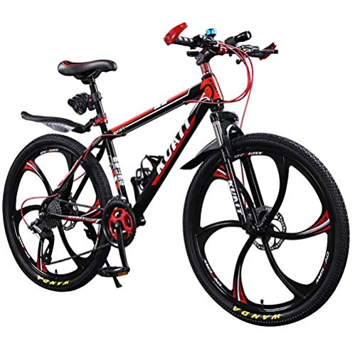 Bicicletas de montaña : Bicicleta de Montaa- plegable de 24 / 26 pulgadas, frenos de disco dobles de 21 / 24 / 27 / 30 velocidades para bicicleta, 6 ruedas de cuchillo y 3 ruedas de cuchillo para de montaña, Rojo, 21speed26in