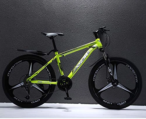 Bicicletas de montaña : Bicicleta de montaña 26 Pulgadas, Bicicleta de montaña de Acero al Carbono Bicicleta de 27 velocidades Suspensión Completa Rueda de Corte MTB 3, Freno de Doble Disco, Verde