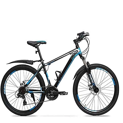 Bicicletas de montaña : Bicicleta de montaña, bicicleta para adultos para hombres y mujeres, 24 velocidades, 26 pulgadas, marco de aleación de aluminio liviano, frenos de doble disco, carreras todoterreno, color negro