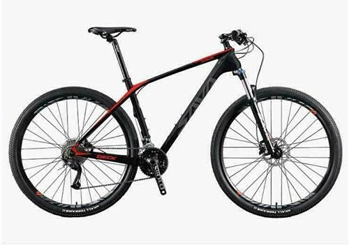 Bicicletas de montaña : Bicicleta de montaña con cuadro de carbono, 29 pulgadas, 27 velocidades, color negro