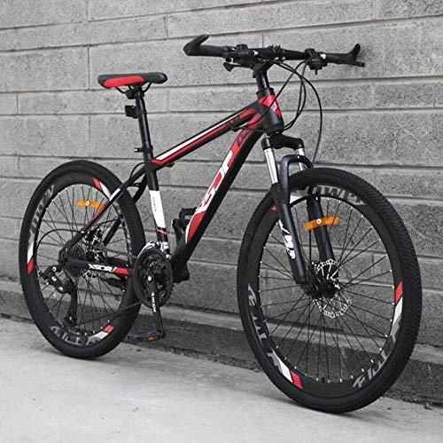 Bicicletas de montaña : Bicicleta de montaña con llantas de aleación de aluminio, bicicleta de MTB rígida con marco de acero de alto carbono con doble freno de disco, horquilla delantera amortiguadora, B, 24 inch 21 speed