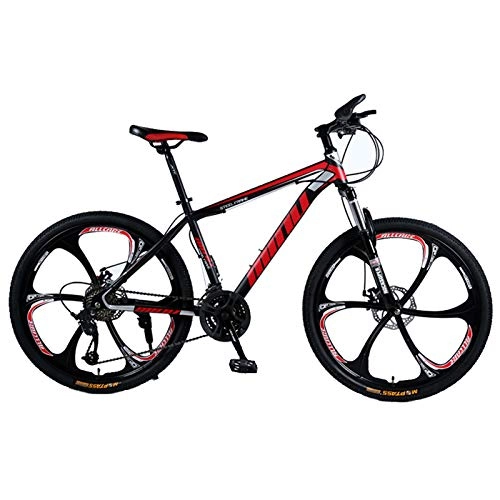 Bicicletas de montaña : Bicicleta De Montaña Con Suspensión Completa Bicicleta De Montaña De Acero Con Alto Contenido De Carbono De 24 Velocidades Y 26 Pulgadas, Adecuada Para Entusiastas Del Deporte Y El Ciclismo, Black red
