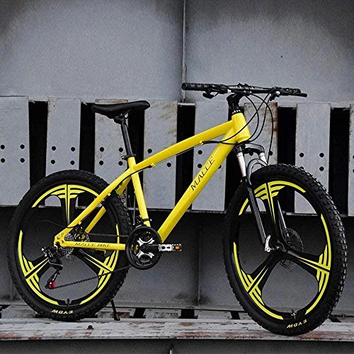 Bicicletas de montaña : Bicicleta de montaña Country Freno de doble disco de 26 pulgadas Bicicleta de campo todo terreno doble con cuadro de aleación de aluminio Outdoor Cycling Yellow 27 Speed-27 velocidades_Amarillo
