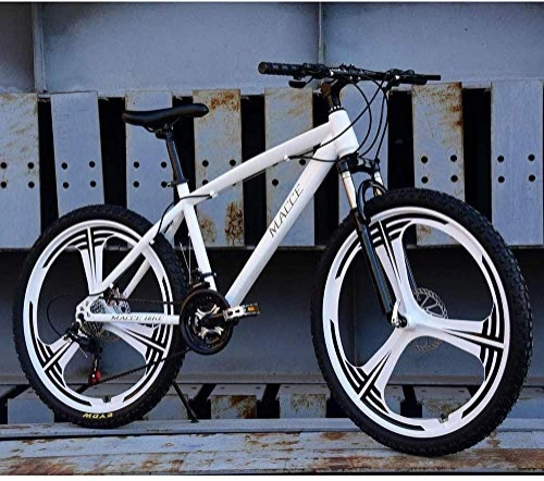 Bicicletas de montaña : Bicicleta de montaña Country Freno de doble disco de 26 pulgadas Bicicleta de campo todo terreno doble con cuadro de aleación de aluminio Outdoor Cycling Yellow 27 Speed-27 velocidades_Blanco