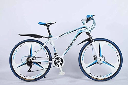 Bicicletas de montaña : Bicicleta de montaña de 26 pulgadas, 21 velocidades, marco completo, rueda de suspensin delantera para hombre, bicicleta de freno de disco BXM, color azul, tamao E
