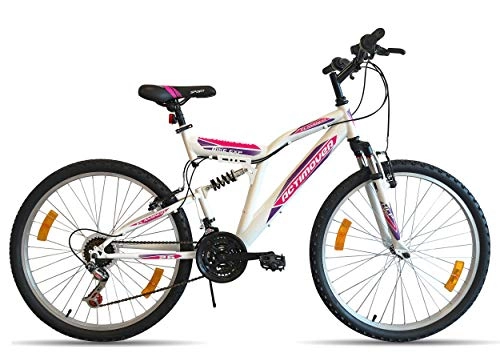 Bicicletas de montaña : Bicicleta de montaña de 26 pulgadas con suspensión completa para mujer Actimover / Flamingo – Marco suspendido – Horquilla telescópica – 18 velocidades por asas giratorias