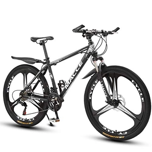 Bicicletas de montaña : Bicicleta de Montaña, De 26 pulgadas de bicicletas de montaña, radios de ruedas, bicicletas cuadro de carbono de acero, doble freno de disco delantero y Tenedor ( Color : Black , Size : 27-speed )