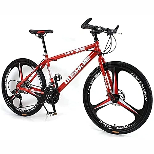 Bicicletas de montaña : Bicicleta de montaña de 26 pulgadas para mujeres / hombres Ligero 21 / 24 / 27 velocidades MTB Bicicletas para adultos Cuadro de acero al carbono Suspensión delantera, Rojo, 24 speed