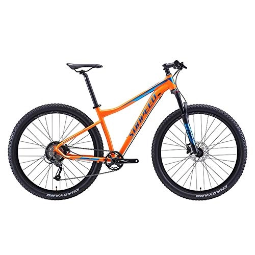 Bicicletas de montaña : Bicicleta de montaña de 9 velocidades, bicicleta de hombre con marco de aluminio con suspensin delantera, bicicleta de montaña rgida unisex, bicicleta de montaña todo terreno, naranja, 29 pulgadas