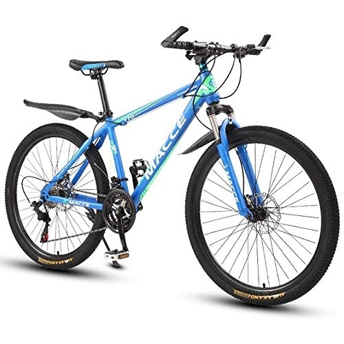 Bicicletas de montaña : Bicicleta De Montaña De Bicicleta De Montaña, 26 Pulgadas De Damas / para Hombre MTB Bicicletas De Acero Al Carbono Ligero 21 / 24 / 27 / 30 Velocidades De Suspensión Delantera, Azul, 24speed