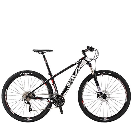 Bicicletas de montaña : Bicicleta de montaña de SAVA DECK300, de fibra de carbono, 30 velocidades, MTB, rígida, completa, SHIMANO M610 DEORE, color white-29", tamaño 29x19", tamaño de rueda 29.00 inches