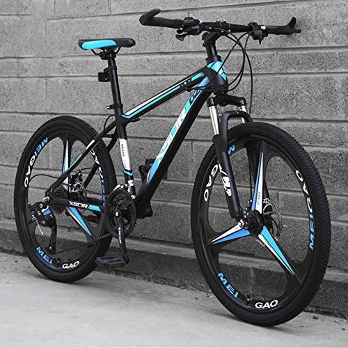 Bicicletas de montaña : Bicicleta de montaña para adultos de 26 pulgadas, doble amortiguador, aleacin de aluminio ligera, suspensin completa, velocidad variable, velocidad 21 / 24 / 27-Rueda de corte azul 3_27 velocidades