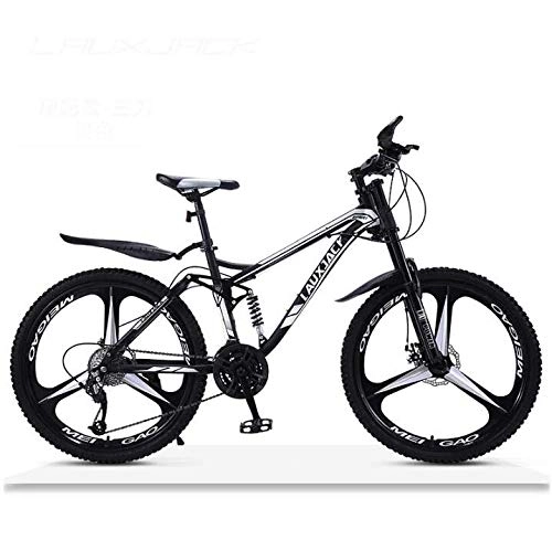 Bicicletas de montaña : Bicicleta de montaña para adultos, suspensión completa, cuadro de acero de alto carbono, horquilla delantera amortiguadora, doble freno de disco, llantas de aleación de aluminio, C, 26 inch 24 speed