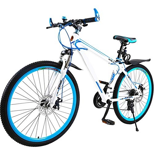 Bicicletas de montaña : Bicicleta De Montaña para Niños De 30 Velocidades, Marco De Acero Al Carbono Ligero, Suspensión Delantera, Frenos De Disco, Unisex, Azul