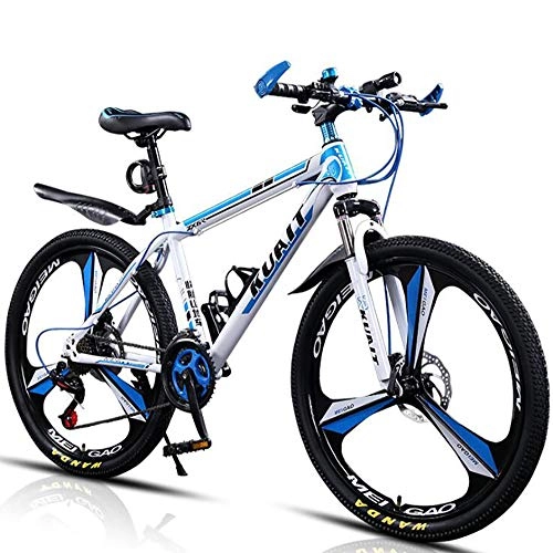 Bicicletas de montaña : Bicicleta de Montaña- plegable de 24 / 26 pulgadas, frenos de disco dobles de 21 / 24 / 27 / 30 velocidades para bicicleta, 6 ruedas de cuchillo y 3 ruedas de cuchillo para de montaña, Azul, 21speed24in