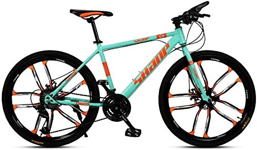 Bicicletas de montaña : Bicicleta de montaña ZWR de 24 / 26 pulgadas, ligera, 21 / 24 / 27 / 30 compartimentos, marco de metal, doble freno de disco (color: verde, tamaño: 26 pulgadas 30 velocidades)