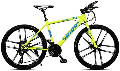 Bicicletas de montaña : Bicicleta de montaña ZWR de 24 / 26 pulgadas, ligera de 21 / 24 / 27 / 30 velocidades, marco de metal, doble freno de disco (color: amarillo, tamaño: 26 pulgadas 21 velocidad)