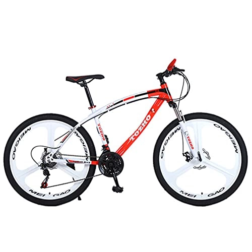 Bicicletas de montaña : Bicicleta de velocidad variable roja, amarilla, verde y negra 24 / 26 pulgadas 21 / 24 / 27 / 30 velocidad bicicleta de montaña con freno de disco doble de acero de alto carbono (135.0 cm * 19.0 cm * 72.0 c