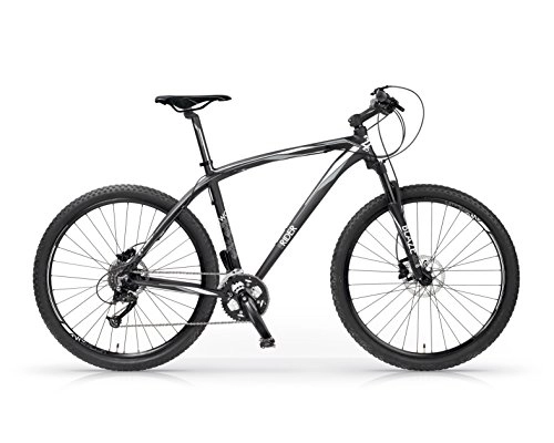 Bicicletas de montaña : Bicicleta MBM Twentyseven.5 de aluminio, suspensión delantera, frenos de disco, 27.5", 27 velocidades (Negro Mate / Blanco, L (H52))