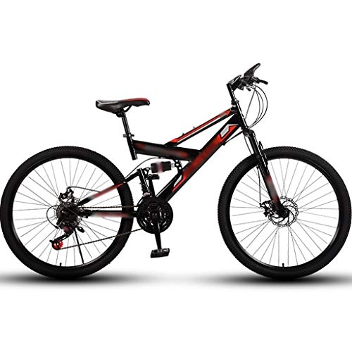 Bicicletas de montaña : Bicicleta Para Adultos Bicicletas Ligeras De Carretera Para Todo Terreno, Bicicleta De Montaña Con Doble Amortiguación Para Acampar Al Aire Libre MTB ( Color : Black red-21spd , Size : 24inch wheel )