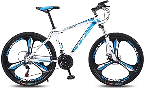Bicicletas de montaña : Bicicletas de montaña, bicicleta de 26 pulgadas bicicleta de montaña para adultos, bicicleta ligera de velocidad variable, tri- Marco de aleación con frenos de disco (color: blanco azul, tamaño: 24