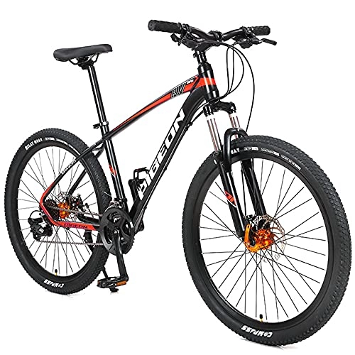 Bicicletas de montaña : Bicicletas de Montaña Bicicleta De Montaña De 26 Pulgadas Para Adultos, Bicicleta De Montaña De 27 Velocidades Con Horquilla De Suspensión, Bicicleta De Carretera De Doble Disco Bicicl(Color:Rojo negro)