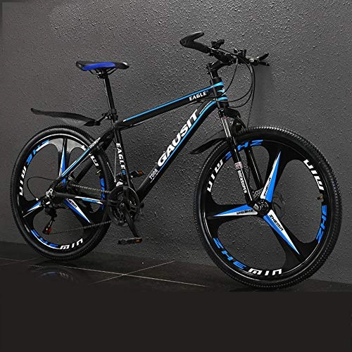 Bicicletas de montaña : Bicicletas de montaña ligeras, Bicicleta de carretera de 26 pulgadas para hombre, con marco de aleacin de aluminio, Suspensin delantera, Doble freno de disco, Asiento ajustable, 24 velocidades, Azul