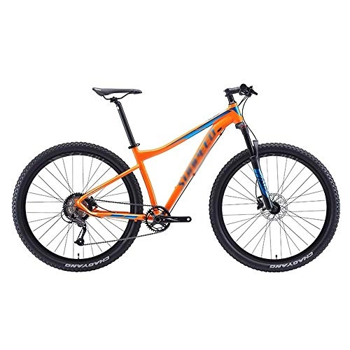 Bicicletas de montaña : Bicicletas de montaña naranja, bicicleta de montaña rgida Big Wheels para adultos, bicicleta de suspensin delantera con marco de aluminio, bicicleta de montaña, 9 velocidades (tamao: 27.5 pulgadas)