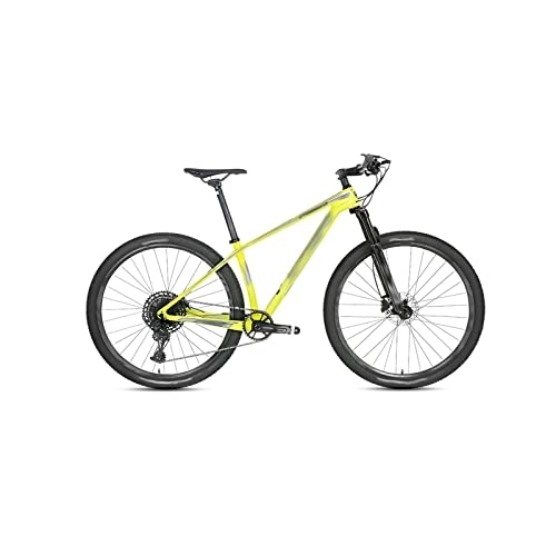 Bicicletas de montaña : Bicycles for Adults Bicycle Oil Disc Brake Off-Road Carbon Fiber Mountain Bike Frame Aluminum Wheel (Color : Yellow, Size : Medium)